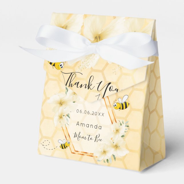 Ballotins Baby shower maman d'être jaune fleuri merci (Verso)