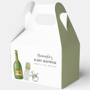Ballotins Baby shower minimal vert Poppin Champagne bouteill