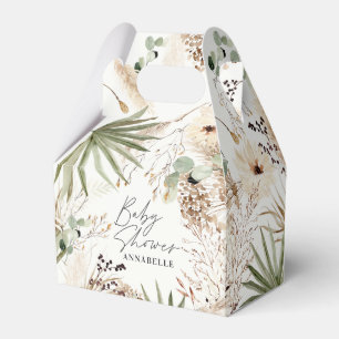 Ballotins Baby shower moderne rustique pampas herbe feuillag