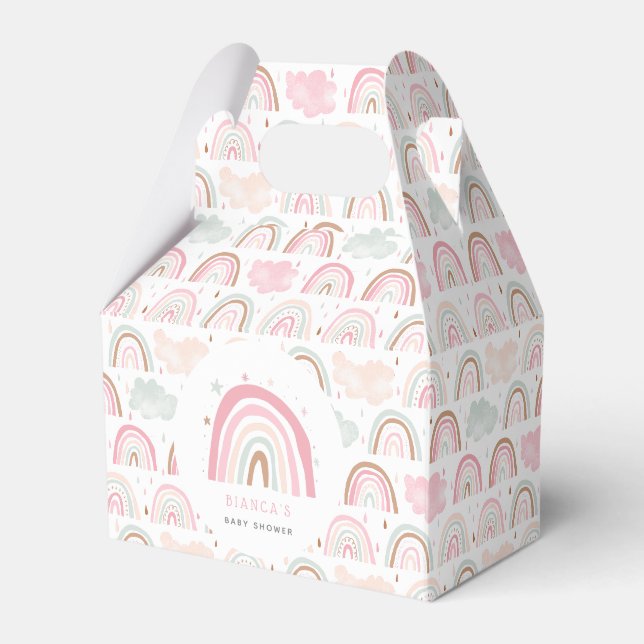 Ballotins Baby shower Motif arc-en-ciel rose et nuages (Verso)