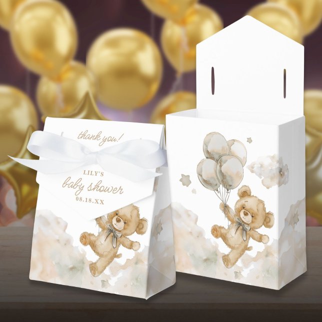 Ballotins Baby shower neutre entre les sexes d'attente préco (Cute Bearly Wait Gender Neutral Baby Shower Favor Boxes)