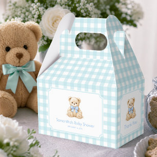 Ballotins Baby-shower ours d'éléphant et carreaux de gingham