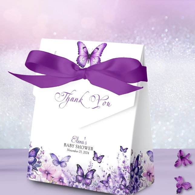 Ballotins Baby shower papillon Élégant violet Floral (Créateur téléchargé)