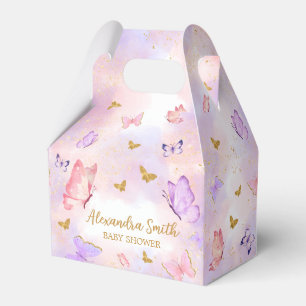 Ballotins Baby shower papillon violet rose or