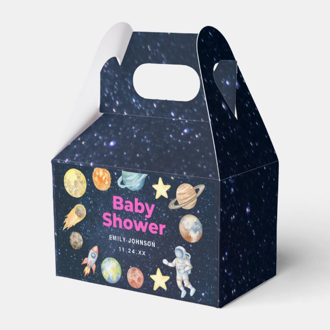 Ballotins Baby shower pour filles spatiales (Verso)