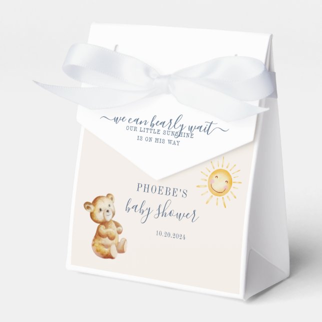 Ballotins Baby shower pour garçons d'ours et de soleil (Verso)