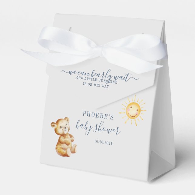 Ballotins Baby shower pour garçons d'ours et de soleil (Verso)