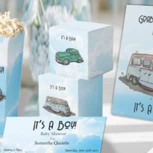 Ballotins Baby shower pour un garçon, fourgonnette et berlin