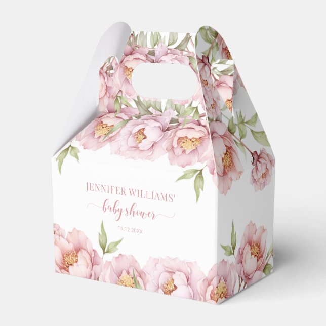 Ballotins Baby shower rose élégant à fleurs ballotin (Verso)