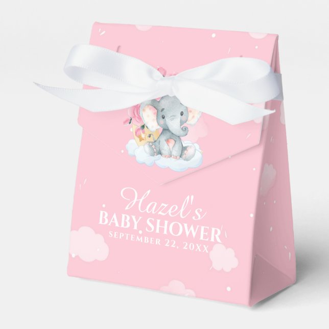 Ballotins Baby shower rose Floral Eléphant fille Merci (Verso)