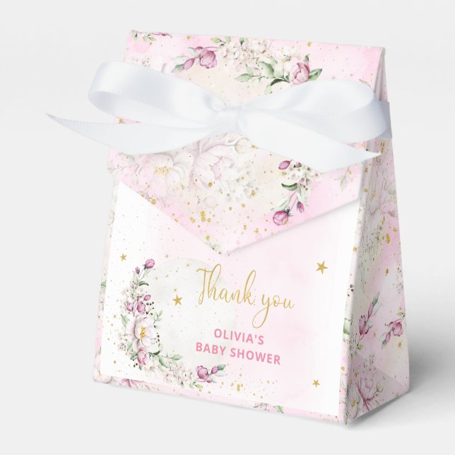 Ballotins Baby shower rose lune florale (Verso)