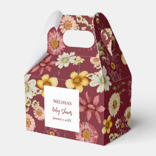 Ballotins Baby shower rustique fleur sauvage bordeaux