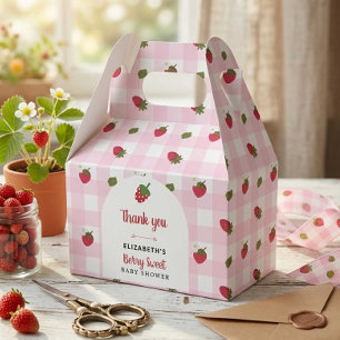 Ballotins Baby Shower Sucré aux Fraises à Carreaux Roses