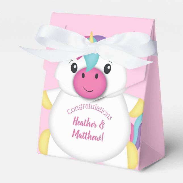 Ballotins Baby shower Unicorne rose (Verso)