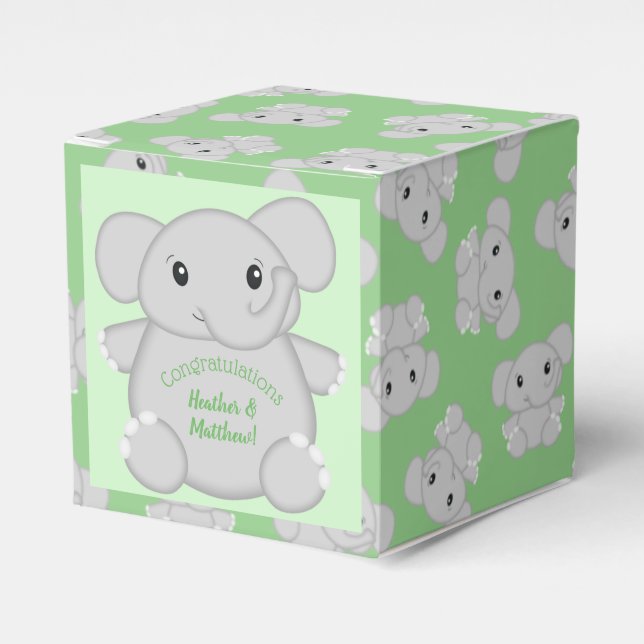 Ballotins Baby shower vert éléphant (Verso)