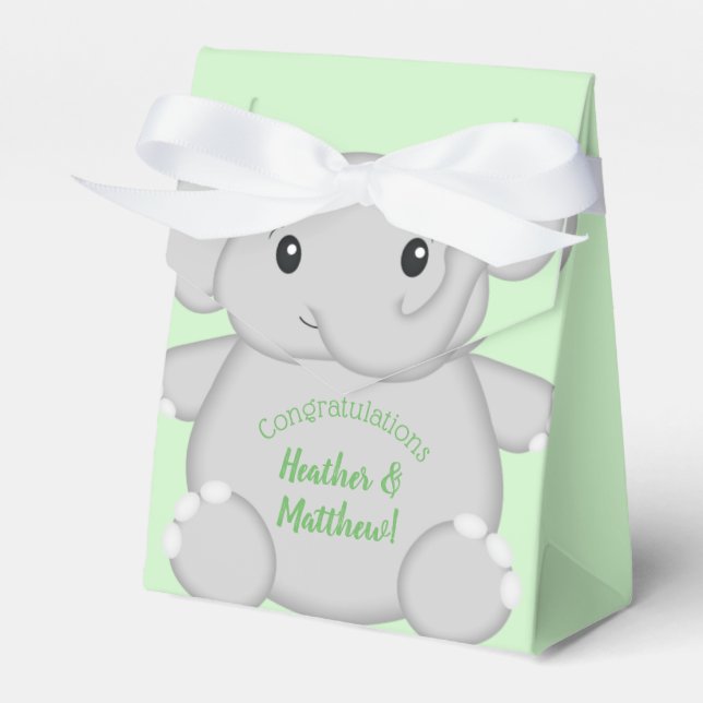 Ballotins Baby shower vert éléphant (Verso)