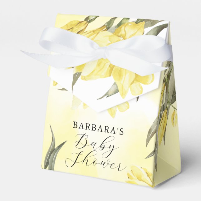 Ballotins Baby shower vert Fleurs Jaunes (Verso)