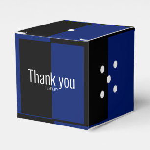 Ballotins Bachelor bleu/noir faveur boîte de dés