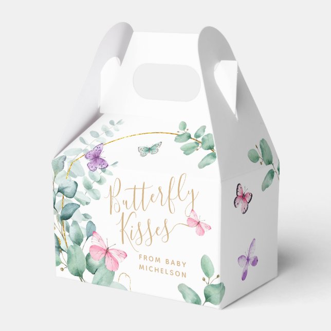 Ballotins Baisers à papillon Eucalyptus Baby shower Merci (Verso)