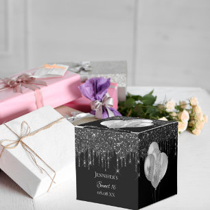 Ballotins Ballons de parties scintillant en argent noir doux