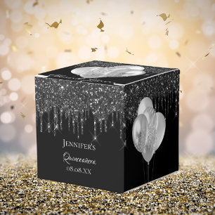 Ballotins Ballons de parties scintillant en argent noir Quin