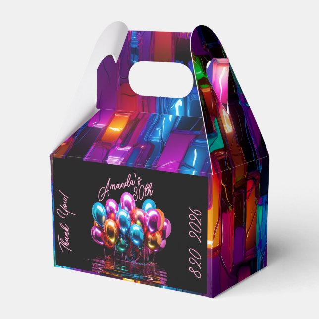 Ballotins Ballons noir clair néon Anniversaire (Verso)