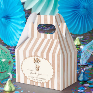 Ballotins Ballons Ours en Peluche Marron Rayures Anniversair