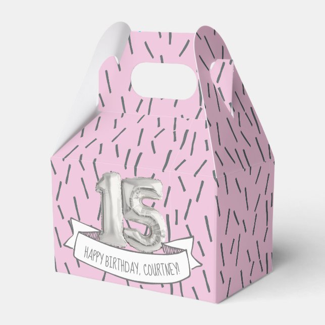 Ballotins Balloon rose et gris Filles 15e anniversaire (Verso)