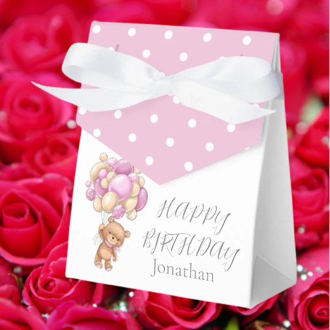 Ballotins Balloon Teddy Bearly Wait Anniversaire Fille rose (Delight your birthday girl with our adorable Teddy Balloon Bearly Wait favor boxes! )