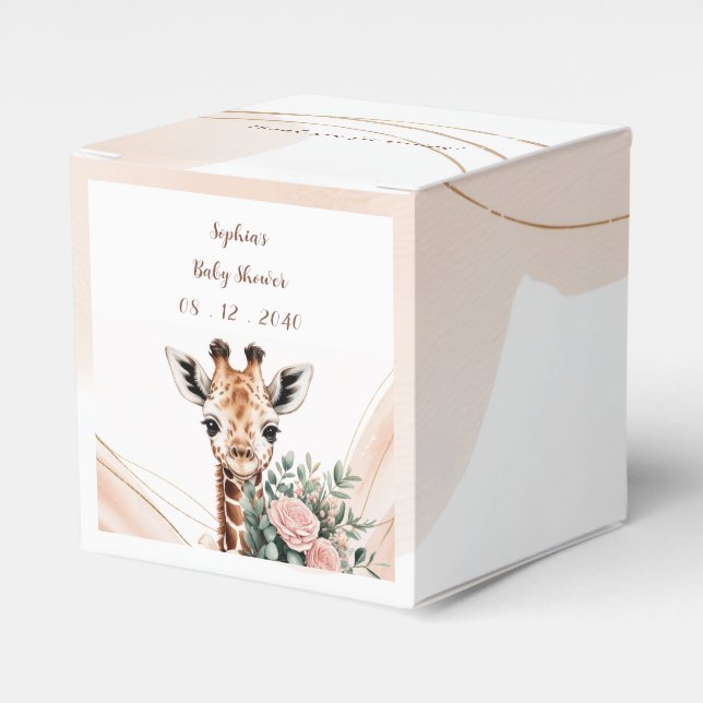 Ballotins Ballotin Baby shower de  rose Floral Giraffe (Verso)