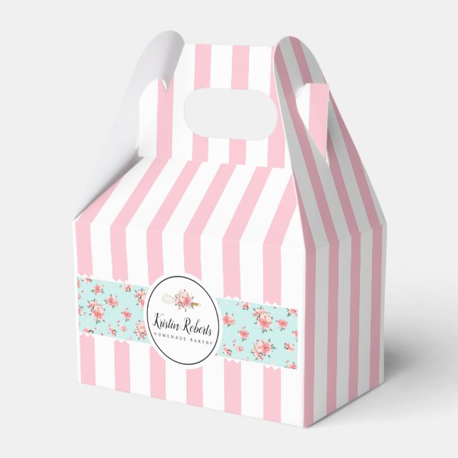 Ballotins Ballotin boulangerie & fleurs & rayures roses (Verso)