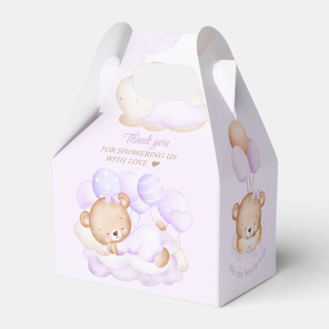 Ballotins Ballotin de Baby shower d'ours pourpre fille (Arrière)