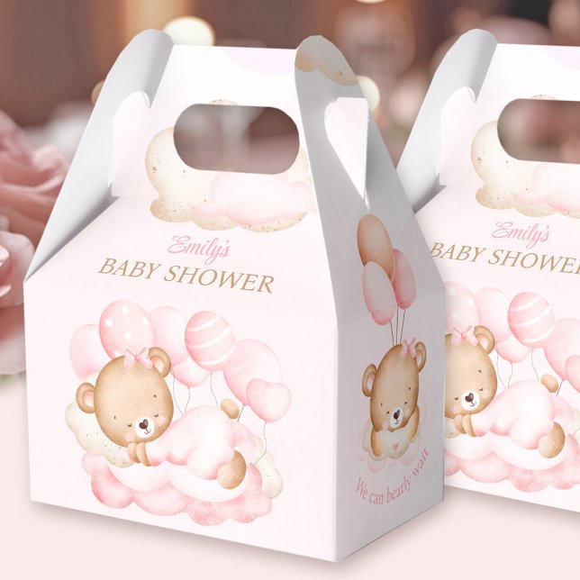 Ballotins Ballotin de Baby shower d'ours rose fille (Girl pink Bear Favor Box - You can choose from 3 sizes by clicking on the STYLE dropbox.)