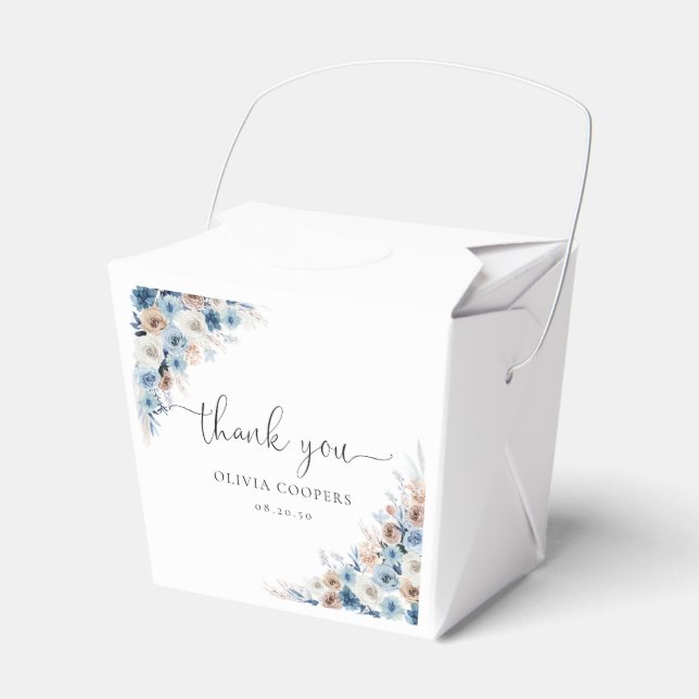 Ballotins Ballotin de Baby shower Floral Boho bleu (Verso)