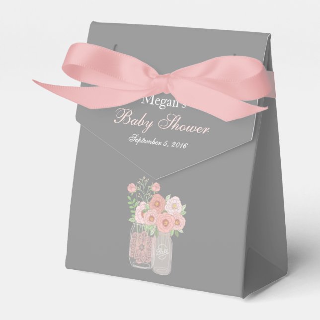 Ballotins Ballotin de Baby shower gris rose doux Mason Jar (Verso)