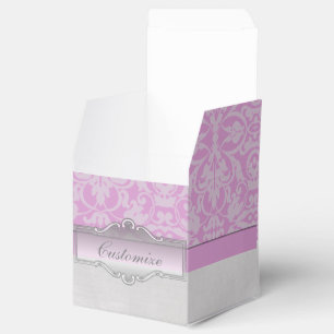 Ballotins Ballotin de cube personnalisé rose et blanc Damas