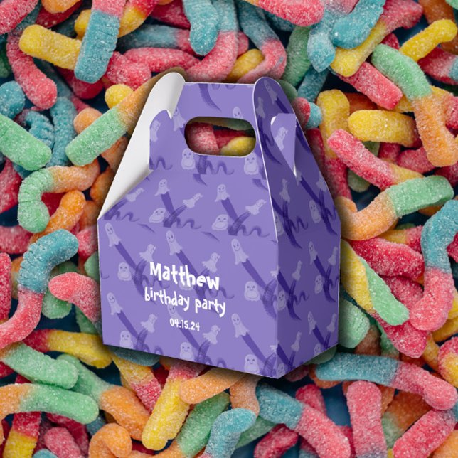 Ballotins Ballotin de fête d'anniversaire sur le thème de l' (Purple Halloween-themed birthday party Favor Box
)