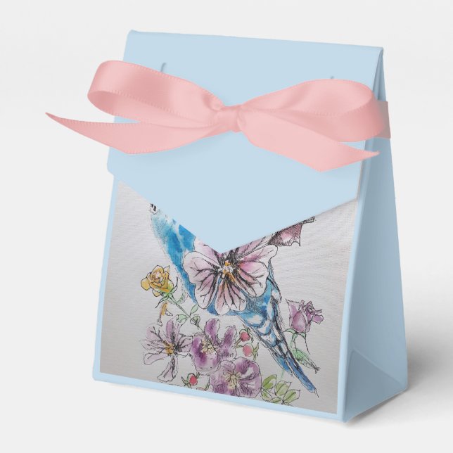 Ballotins Ballotin de gâteau Blue Budgie & Rose Floral Party (Verso)