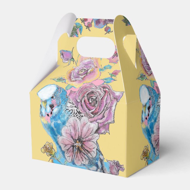 Ballotins Ballotin de gâteau Blue Budgie & Rose Floral Party (Verso)