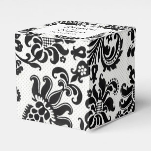 Ballotins Ballotin de Mariage damassé Floral noir et blanc