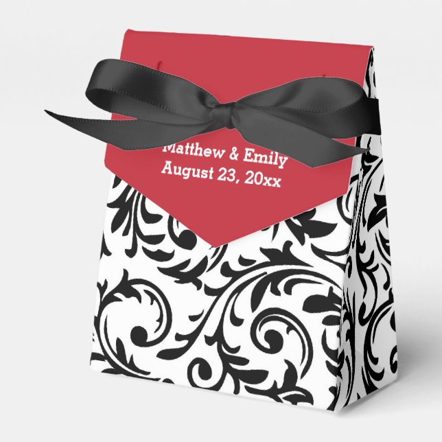 Ballotins Ballotin de Mariage damassé rouge noir blanc (Verso)