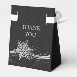 Ballotins ballotin de mariage hivernal noir Silver Snowflake