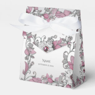 Ballotins Ballotin floral blanc argenté rose