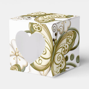 Ballotins Ballotin floral de coeur de papillons d'or