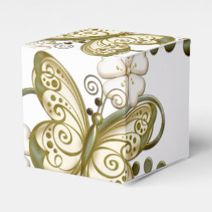 Ballotins Ballotin floral de cube en papillons d'or