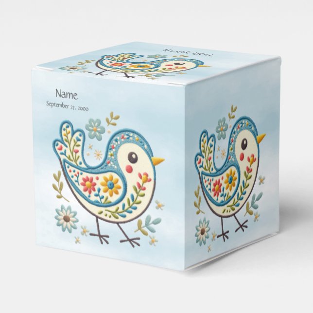 Ballotins Ballotin floral d'oiseaux bleus (Verso)