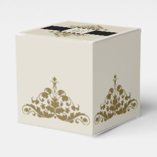 Ballotins Ballotin ivoire Black et Gold Mariage damassé