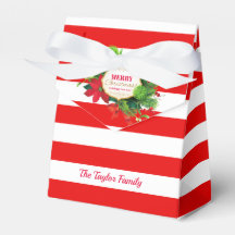 Ballotin personnalisé de Noël rouge rayé