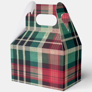 Ballotins Bandes Plaid Vert Crème Rouge