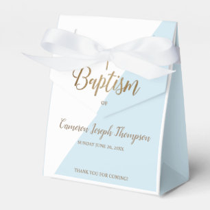 Ballotins Baptême bleu moderne Baby Boy Merci Gold Cross